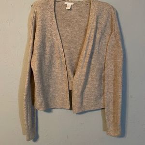 XS H & M Basic tan beige long sleeve open front knit cardigan sweater